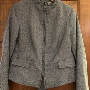Banana Republic Black Herringbone Wool-blend Jacket w/ Removable Tie - Size 4
